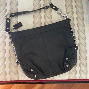 Black leather authentic coach hobo